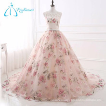 Lace Up Scoop Chapel Train Organza Cheap Real Sample Quinceanera Dresses